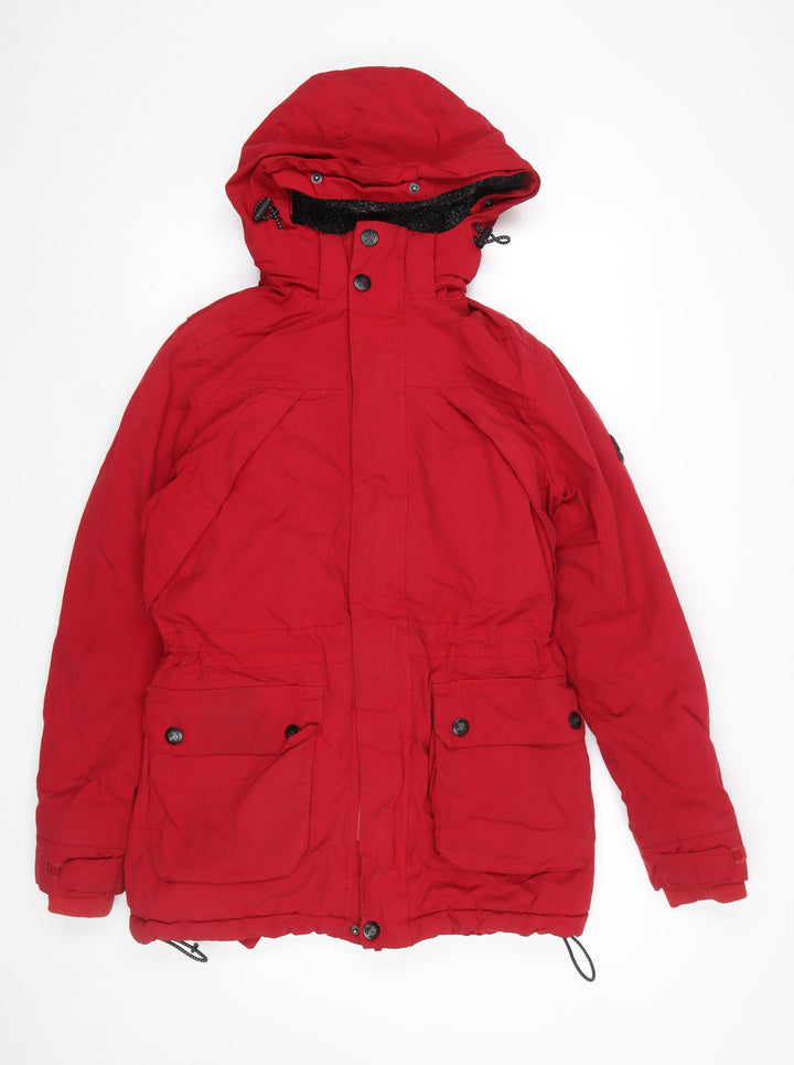 TOG24 Men's Red Hooded Parka Jacket Size S Water Resistant Winter Coat