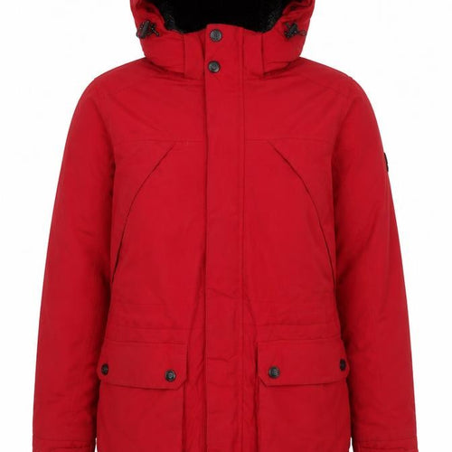 TOG24 Men's Red Hooded Parka Jacket Size S Water Resistant Winter Coat