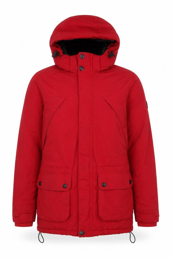 TOG24 Men's Red Hooded Parka Jacket Size S Water Resistant Winter Coat