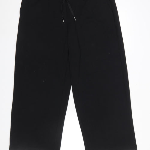 Soyaconcept Women's Black Crop Trousers 2XL Relaxed Wide-Leg Drawstring