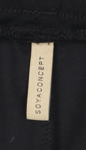 Soyaconcept Women's Black Crop Trousers 2XL Relaxed Wide-Leg Drawstring