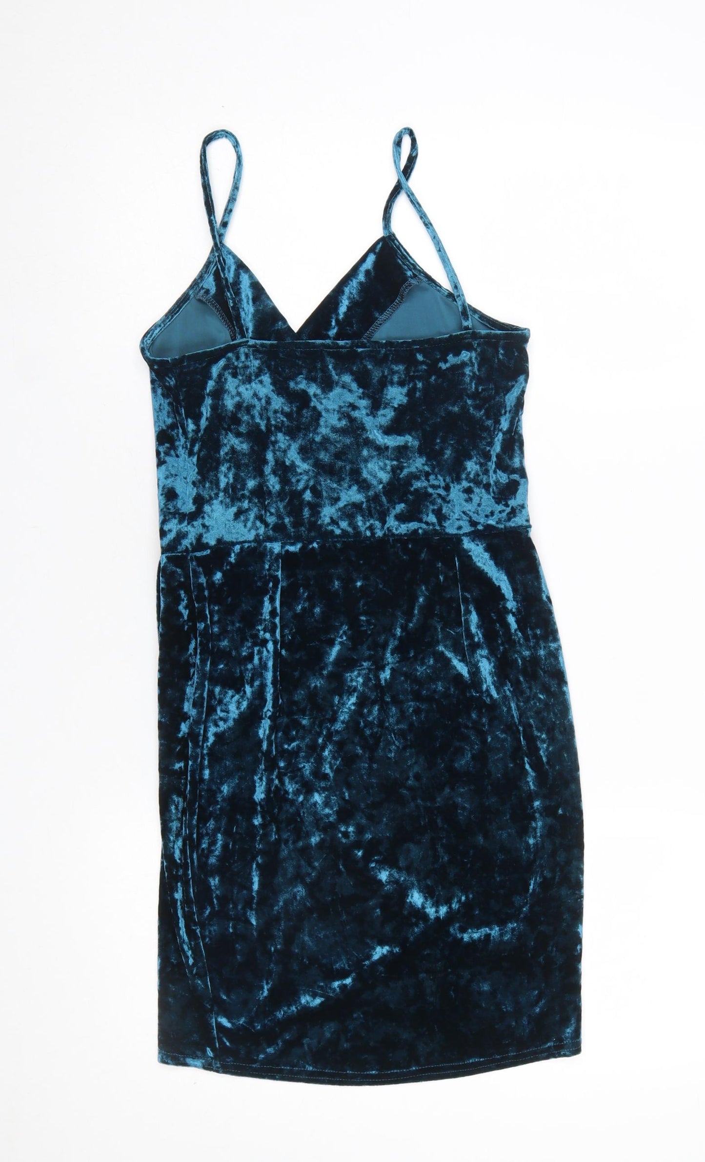 New Look Women Blue Velvet Bodycon Party Dress UK 10
