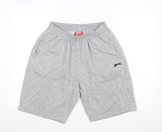 Slazenger Men’s Grey Sweat Shorts L Elastic Waist Pockets