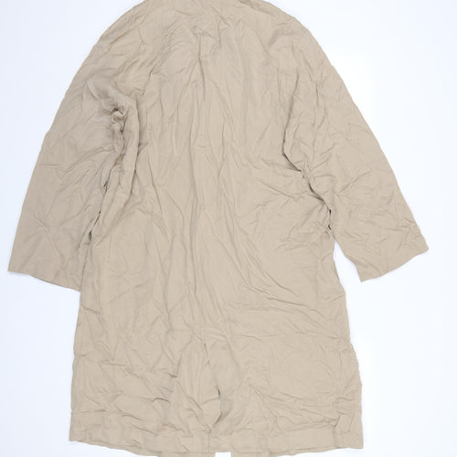 ZARA Women Beige Long Cotton Trench Coat Size 12