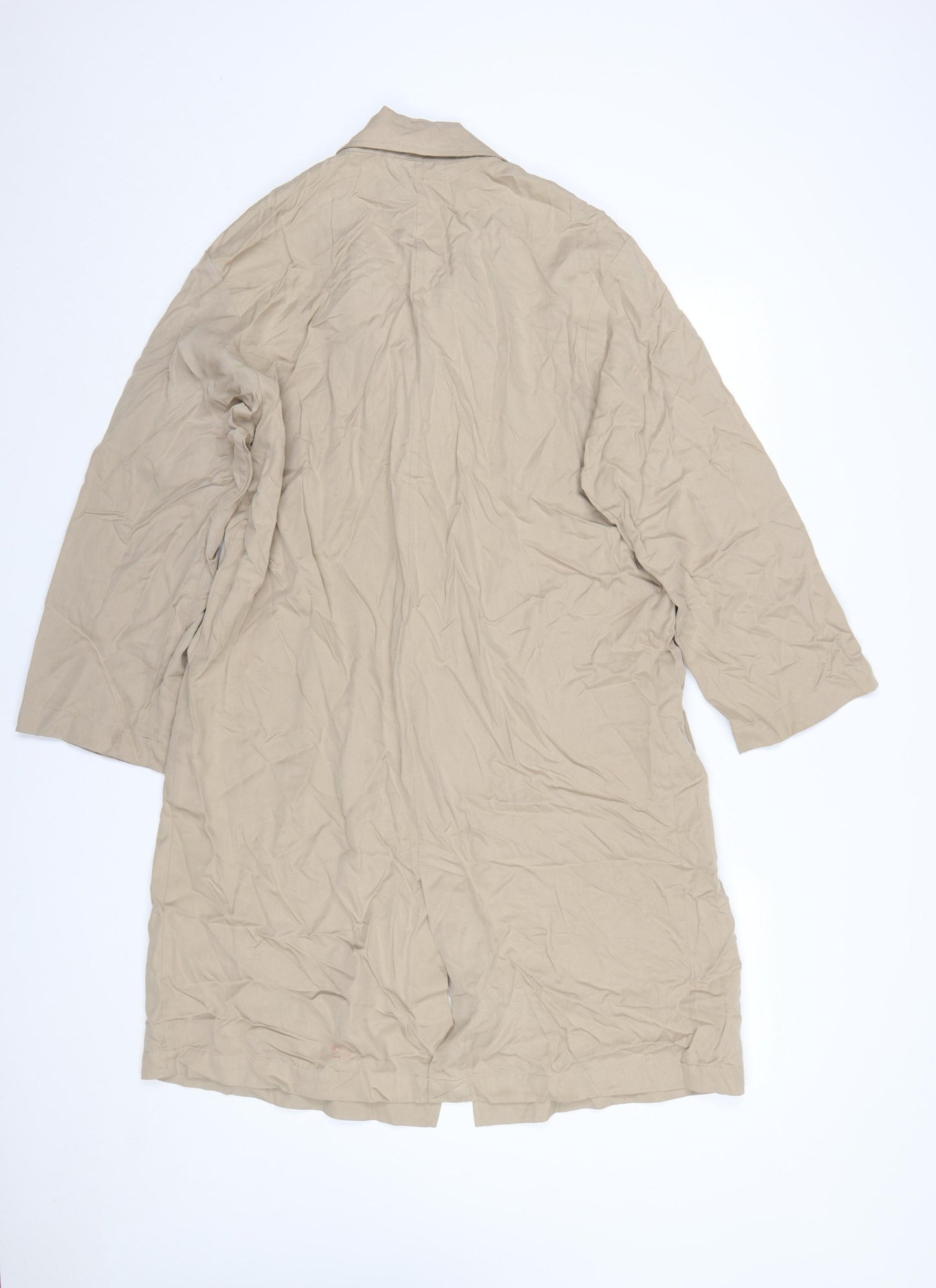 ZARA Women Beige Long Cotton Trench Coat Size 12