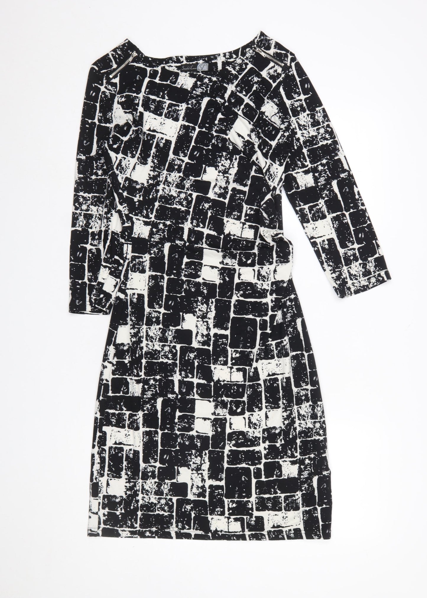 Smashed Lemon Women’s Black Geometric Sheath Dress Size 10
