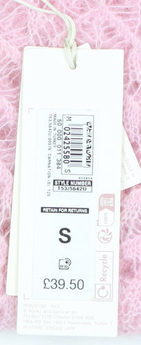 Marks and Spencer Per Una Women's Pink Knit Ruffle Crew Jumper Size S