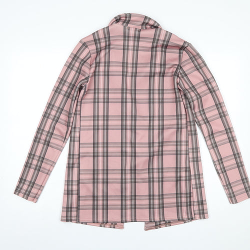 PrettyLittleThing Women Pink Plaid Double-Breasted Blazer UK 6 Polyester