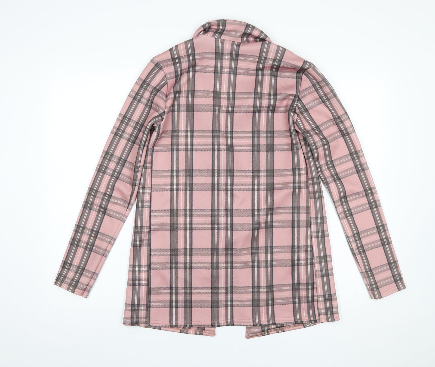 PrettyLittleThing Women Pink Plaid Double-Breasted Blazer UK 6 Polyester