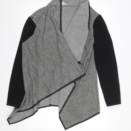 Apricot Womens Grey Black Open Front Cardigan M/L Acrylic Blend