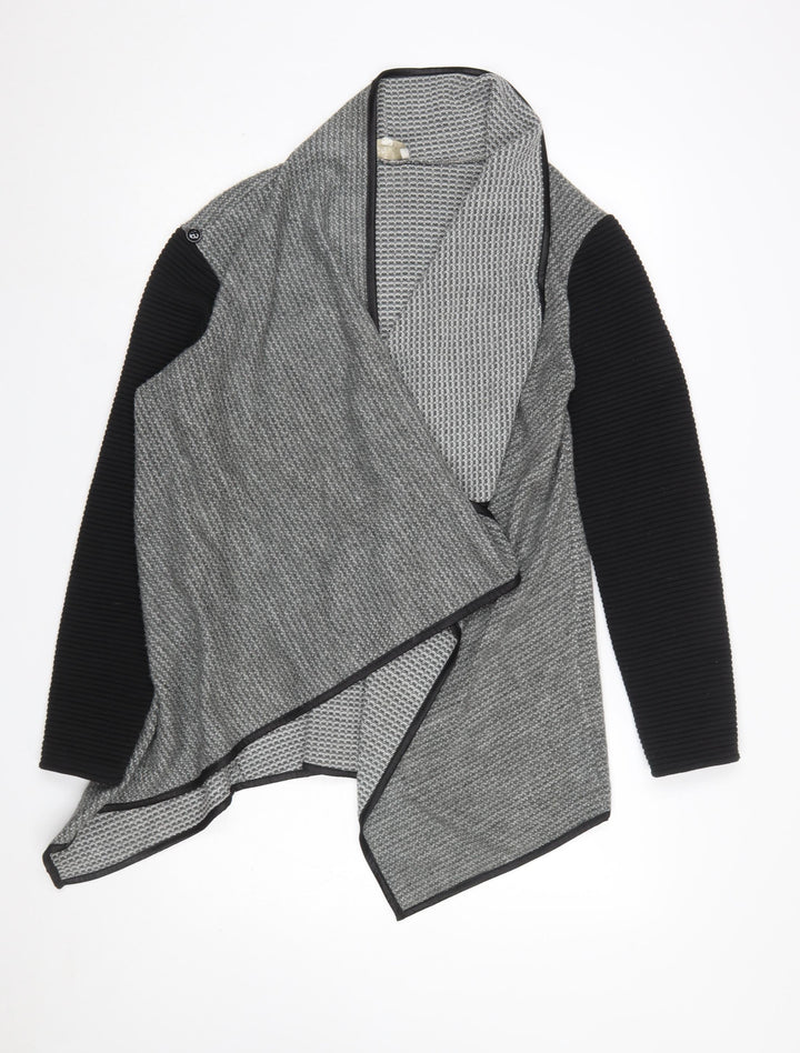 Apricot Womens Grey Black Open Front Cardigan M/L Acrylic Blend