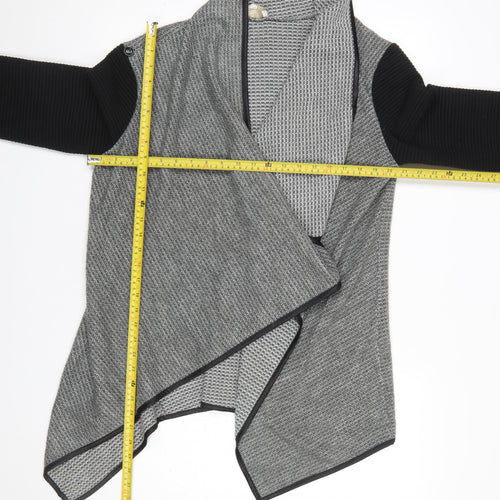 Apricot Womens Grey Black Open Front Cardigan M/L Acrylic Blend