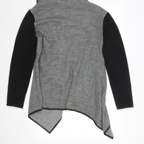 Apricot Womens Grey Black Open Front Cardigan M/L Acrylic Blend
