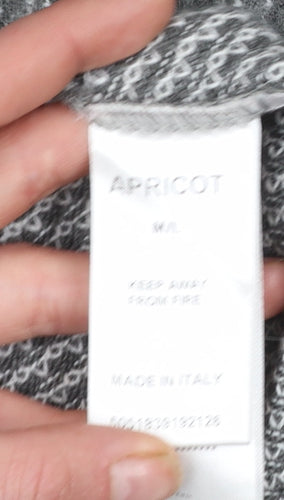 Apricot Womens Grey Black Open Front Cardigan M/L Acrylic Blend