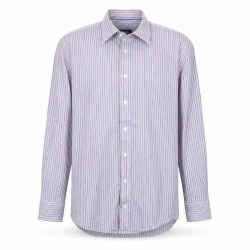 Charles Tyrwhitt Men's Blue Striped Slim Fit Button-Up Shirt L