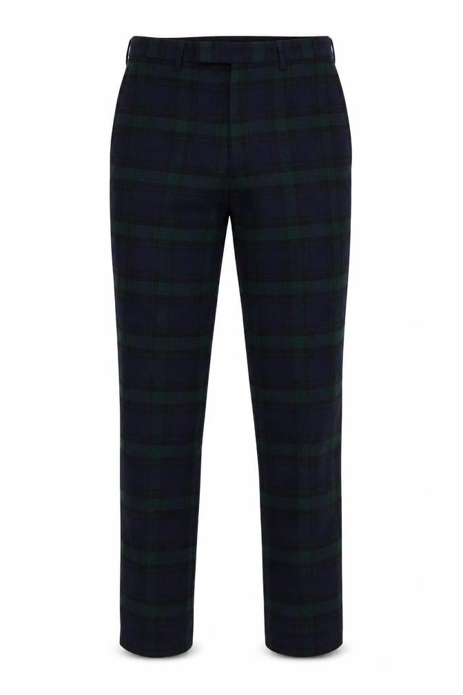 Front view of Twisted Tailor Men's Multicoloured Slim Fit Checked Wool Trousers 30R