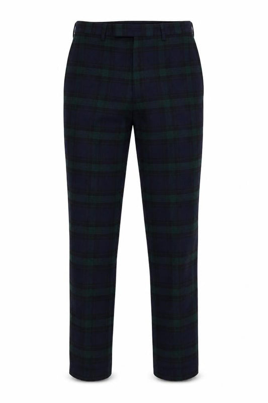 Front view of Twisted Tailor Men's Multicoloured Slim Fit Checked Wool Trousers 30R