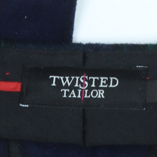Twisted Tailor Men's Multicoloured Slim Fit Checked Wool Trousers 30R