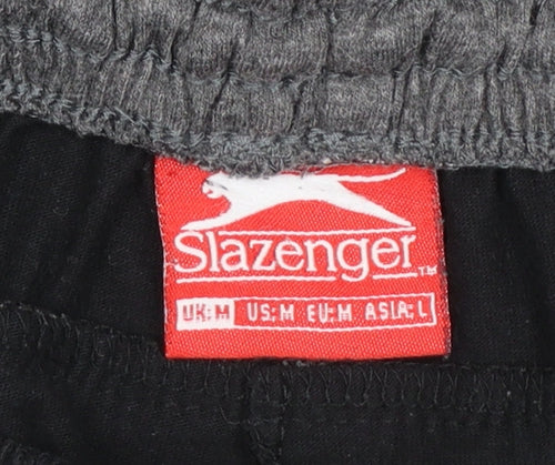 Slazenger Men's Black Sweatpants M Regular Fit Elastic Waist