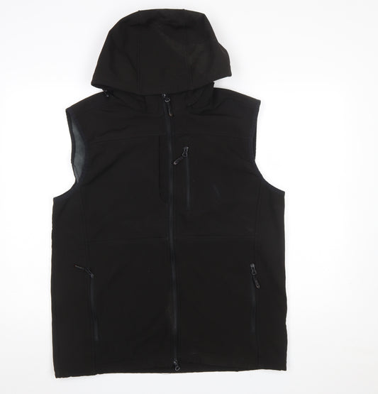 33,000ft Men's Black Softshell Hooded Waistcoat L Outdoor Gilet