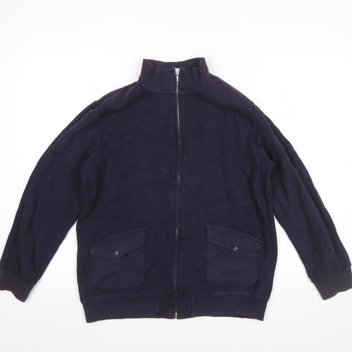 Casualclub Women Blue Size 12 Full Zip Cotton Jumper