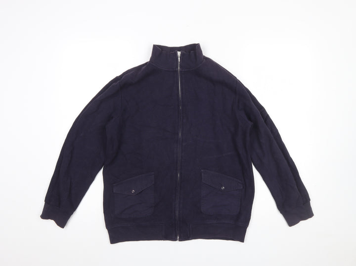 Casualclub Women Blue Size 12 Full Zip Cotton Jumper