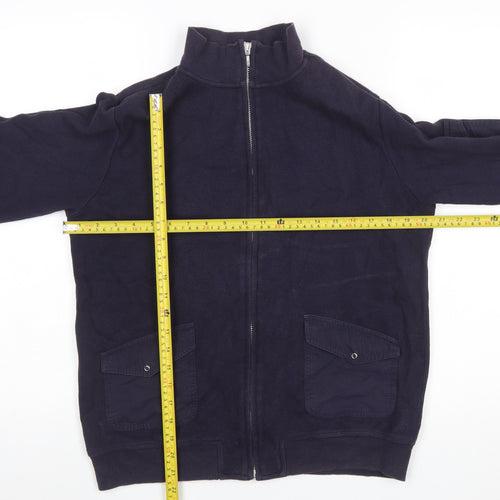 Casualclub Women Blue Size 12 Full Zip Cotton Jumper