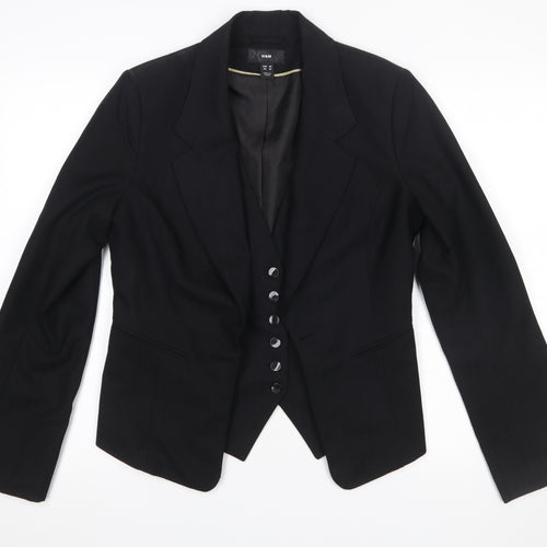 H&M Women's Black Size 12 Classic Single-Breasted Suit Jacket