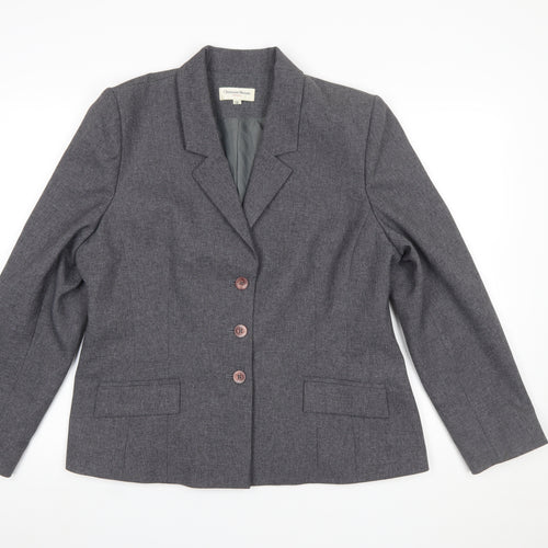 Christian Marcus Women Grey Polyester Three-Button Blazer Size 18