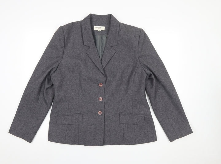 Christian Marcus Women Grey Polyester Three-Button Blazer Size 18