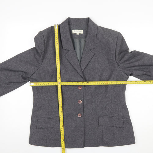 Christian Marcus Women Grey Polyester Three-Button Blazer Size 18