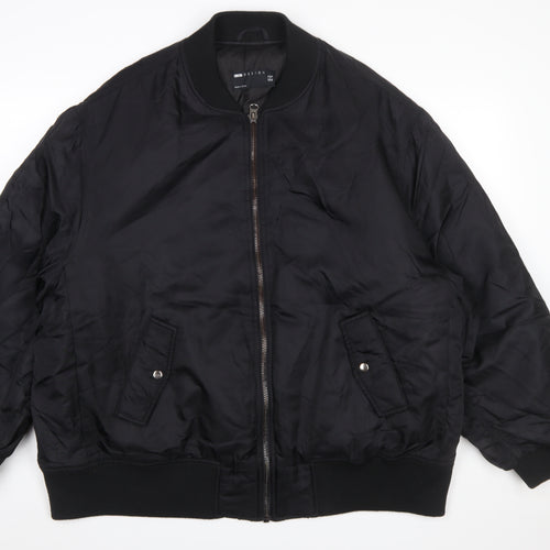 ASOS DESIGN Womens Black Size 16 Bomber Jacket Nylon Casual