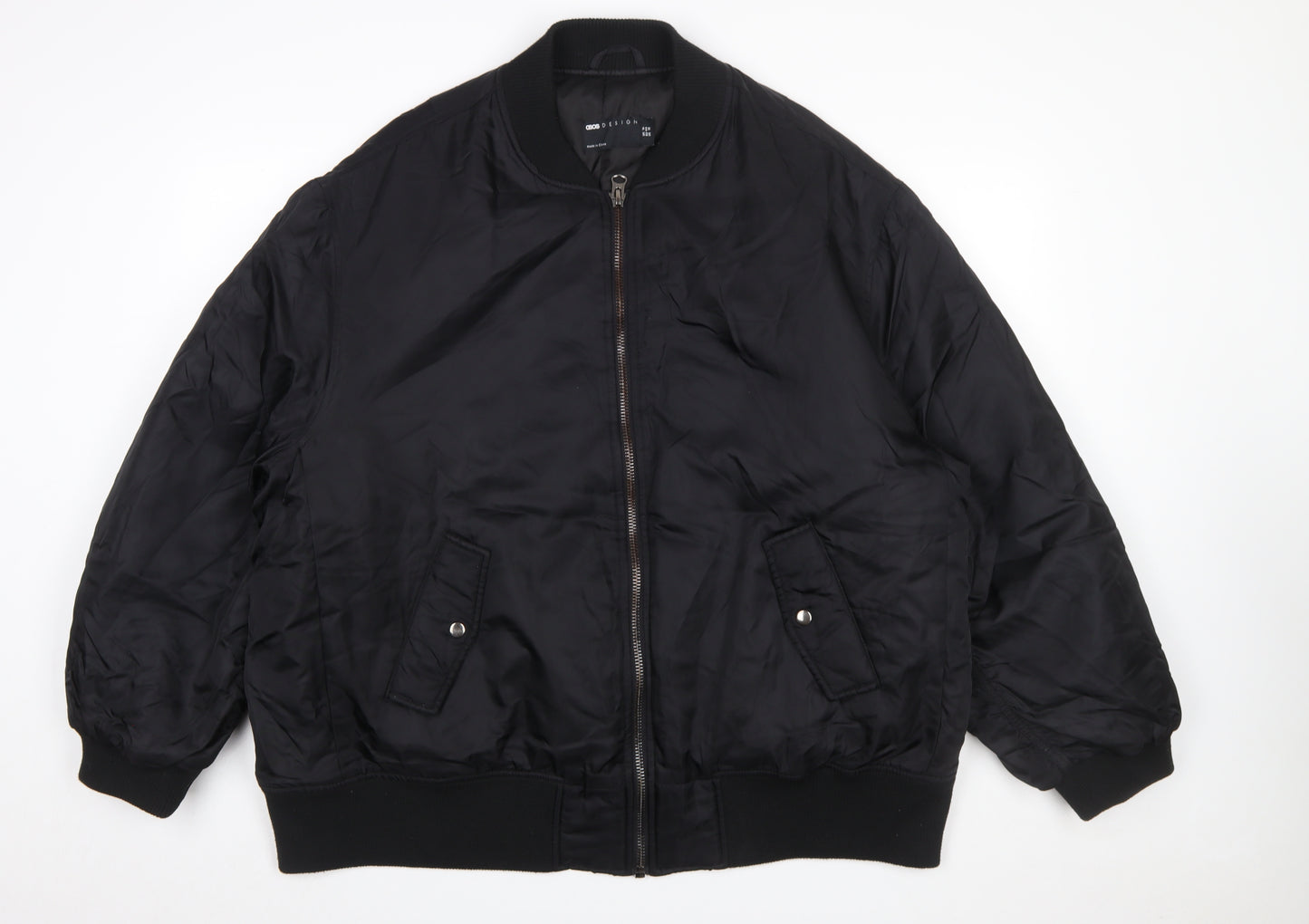 ASOS DESIGN Womens Black Size 16 Bomber Jacket Nylon Casual