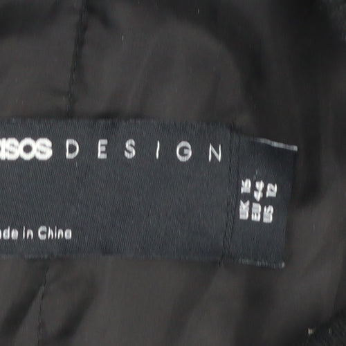 ASOS DESIGN Womens Black Size 16 Bomber Jacket Nylon Casual