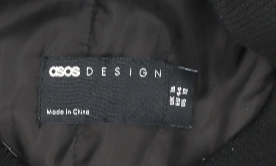ASOS DESIGN Womens Black Size 16 Bomber Jacket Nylon Casual