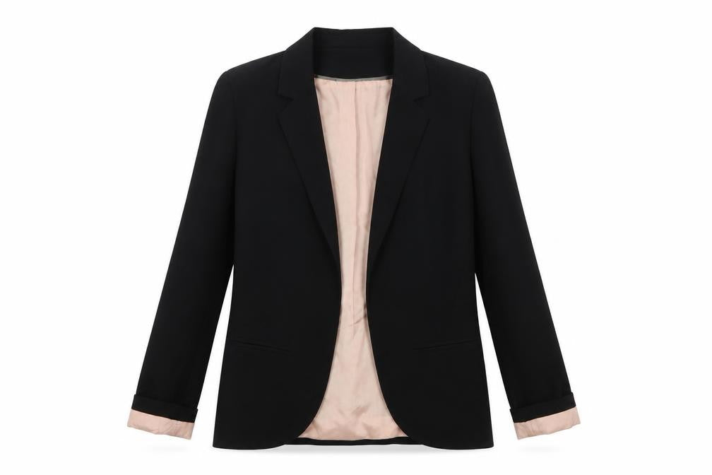 Front view of Topshop Women Black, size 10, Classic Blazer Jacket Lined