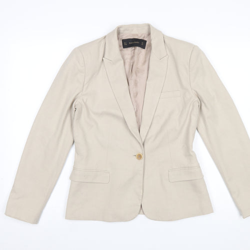 Zara Beige Tailored Women's Blazer Size S Single Breasted Jacket