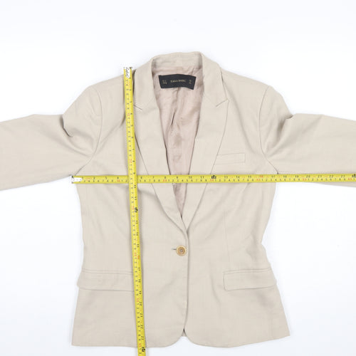 Zara Beige Tailored Women's Blazer Size S Single Breasted Jacket