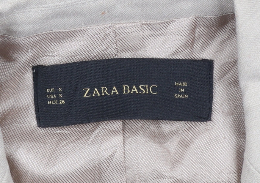 Zara Beige Tailored Women's Blazer Size S Single Breasted Jacket