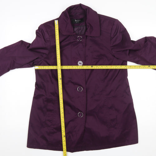 BHS Women Purple Mid-Length Button Coat Size 14 Polyester Cotton