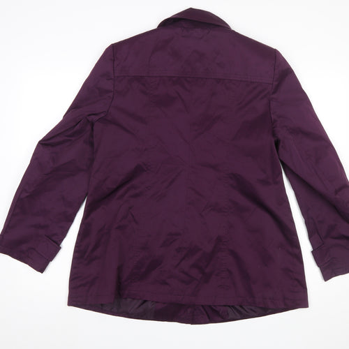 BHS Women Purple Mid-Length Button Coat Size 14 Polyester Cotton