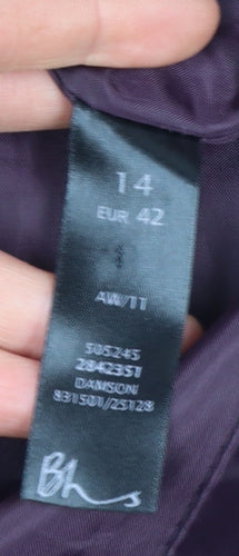 BHS Women Purple Mid-Length Button Coat Size 14 Polyester Cotton