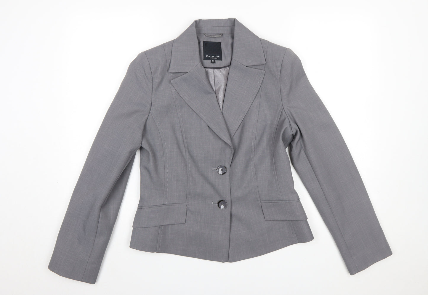 Debenhams Women Grey Size 14 Tailored Blazer Jacket