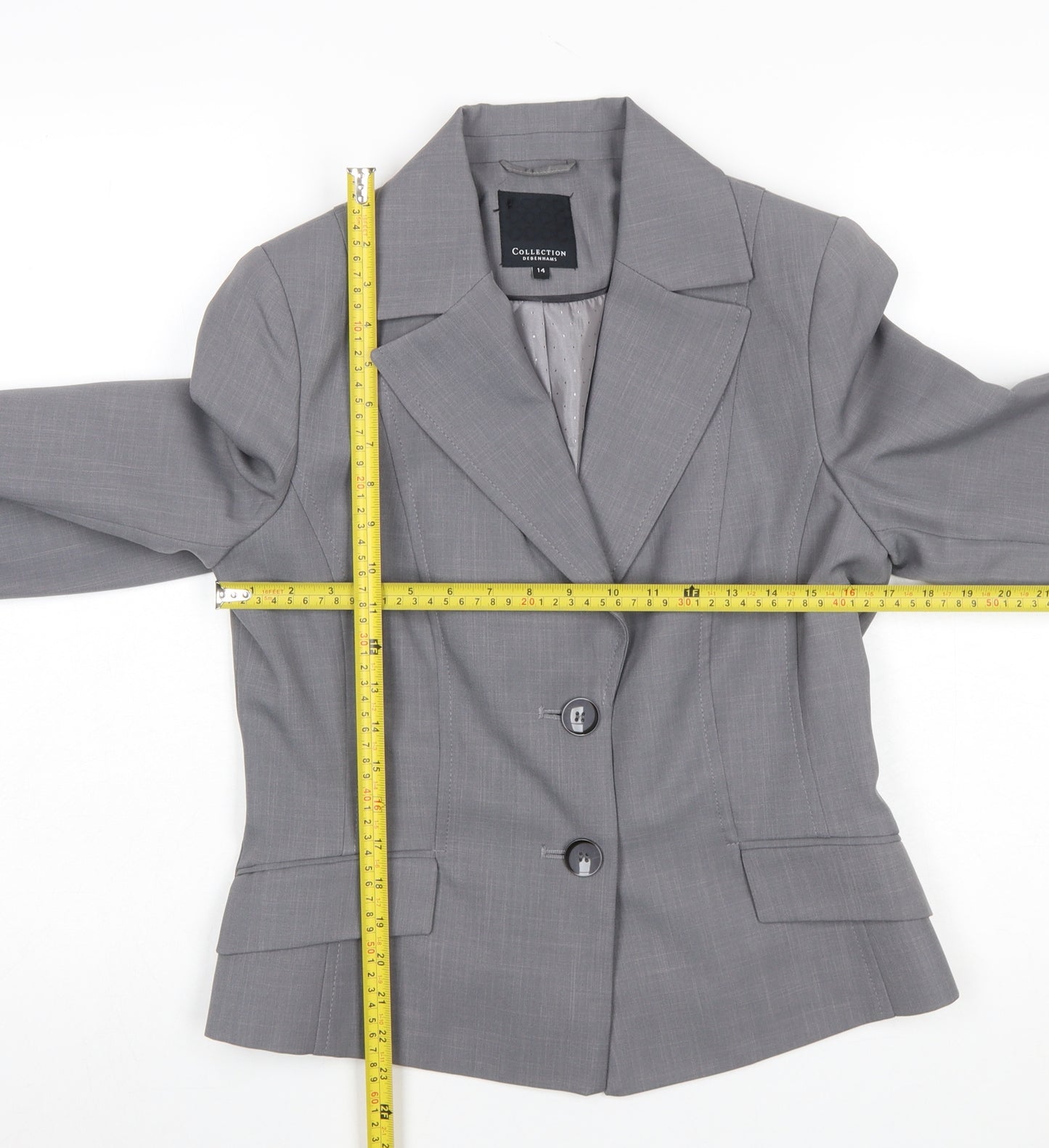 Debenhams Women Grey Size 14 Tailored Blazer Jacket