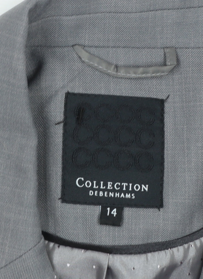 Debenhams Women Grey Size 14 Tailored Blazer Jacket
