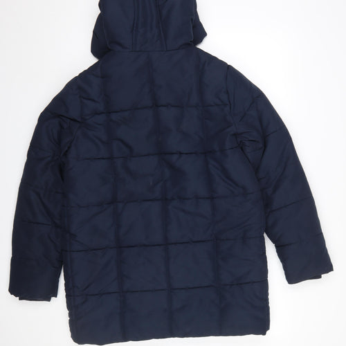 Marks and Spencer Boys Blue Hooded Puffer Jacket 14-15 Years Polyester Winter