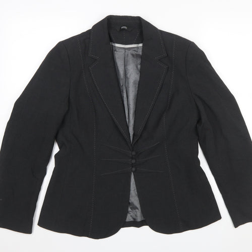 Marks and Spencer Women Charcoal Blazer UK 14 Tailored Single-Breasted Lined