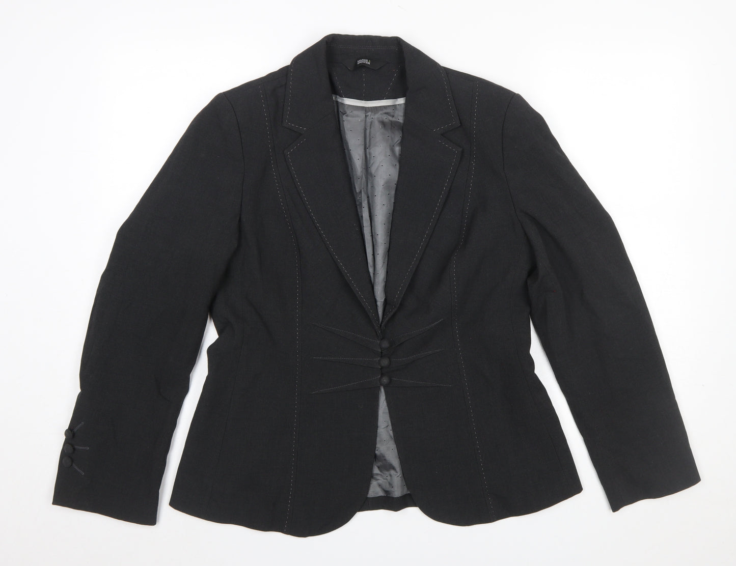 Marks and Spencer Women Charcoal Blazer UK 14 Tailored Single-Breasted Lined