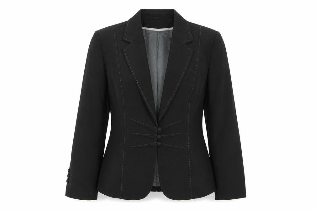 Front view of Marks & Spencer Women Charcoal Blazer UK 14 Tailored Single-Breasted Lined