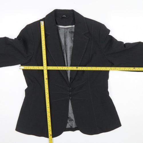 Marks and Spencer Women Charcoal Blazer UK 14 Tailored Single-Breasted Lined
